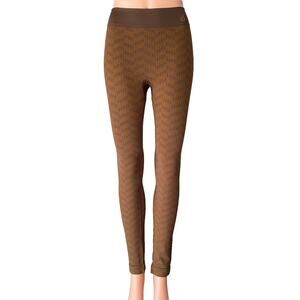 Brown Herringbone Be The Light Activewear Textured Leggings ~ SMALL